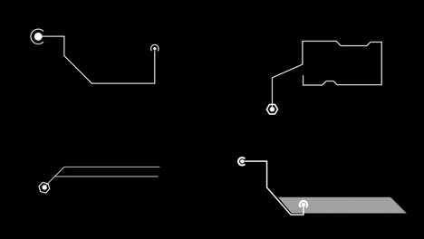 hud callout elements digital technology motion black and white