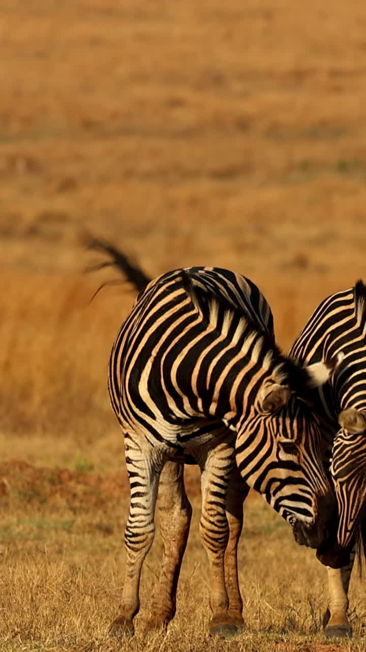 Zebre coinvolte in un breve litigio che mostra l'interazione naturale del branco