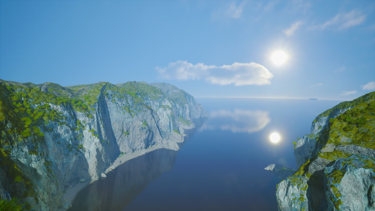 바다 위에 잔디가 있는  ⁇  절벽