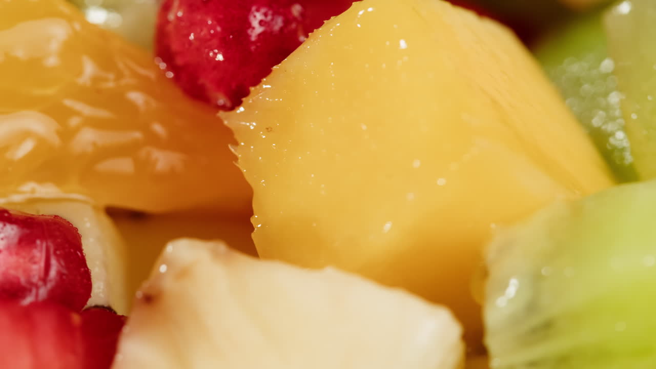 Close-up of Fresh and Colorful Diced Fruit Salad
