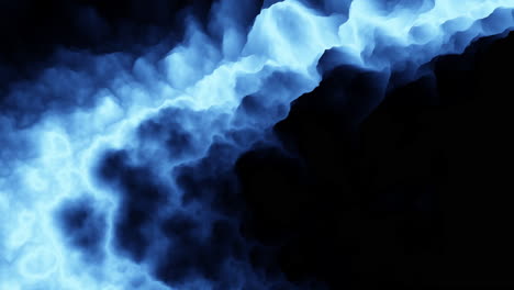 a fiery blue flame illuminates a dark background