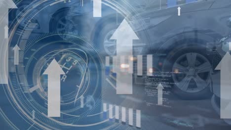 animación del procesamiento de datos financieros sobre automóviles