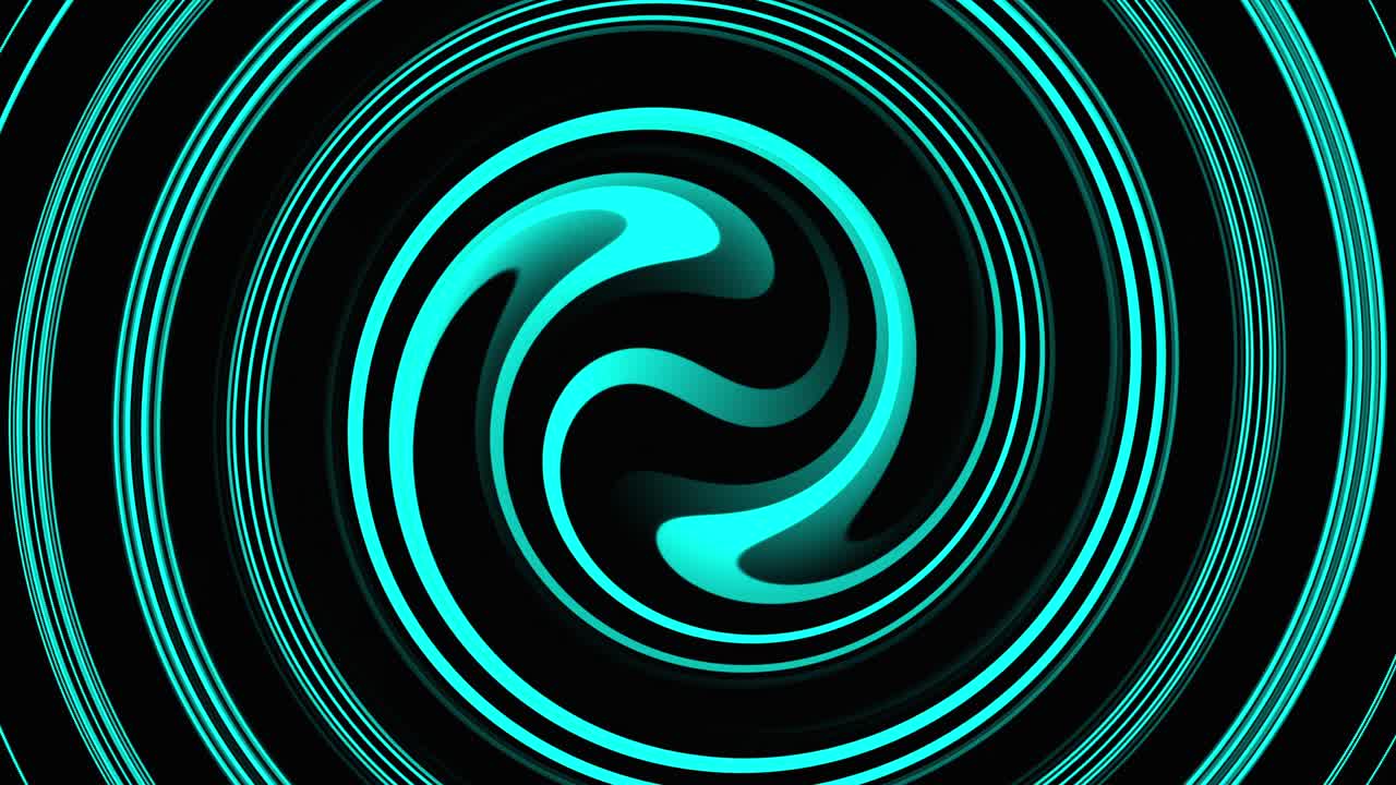 추상적인 민트 그린 컬러 루핑, 원활한 패턴, 고립된 검은 배경, 3d 애니메이션