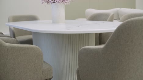 modern dining room with a white table