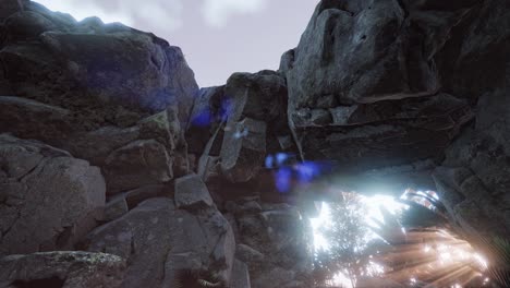 luz del sol dentro de una cueva misteriosa