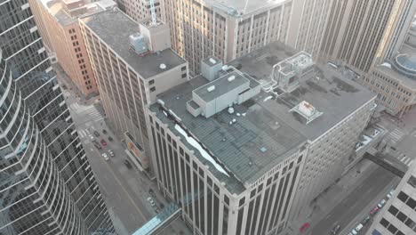 Buildings on downtown view from above