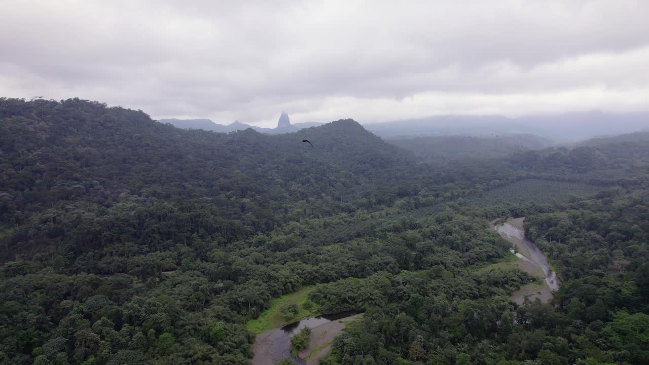 Pico Cão Grande, São Tomé — a dramatic volcanic plug rising from lush rainforest in Obô Natural Park, an iconic African landmark