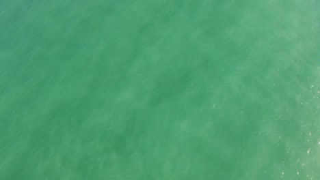 Turquoise-green-ocean-sea-water-texture,-top-down-view,-light-sun-reflexion