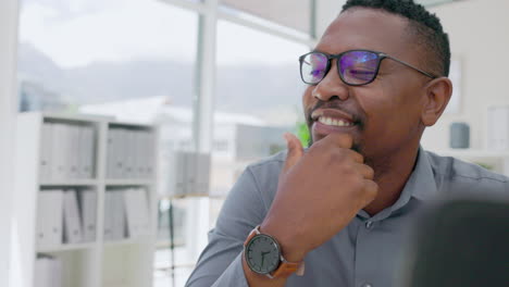 Business,-happy-black-man-and-thinking-on-laptop