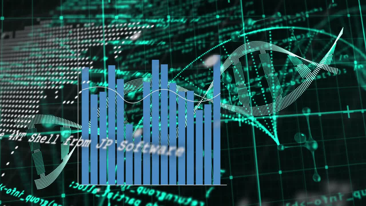 animación del procesamiento de datos sobre un fondo negro