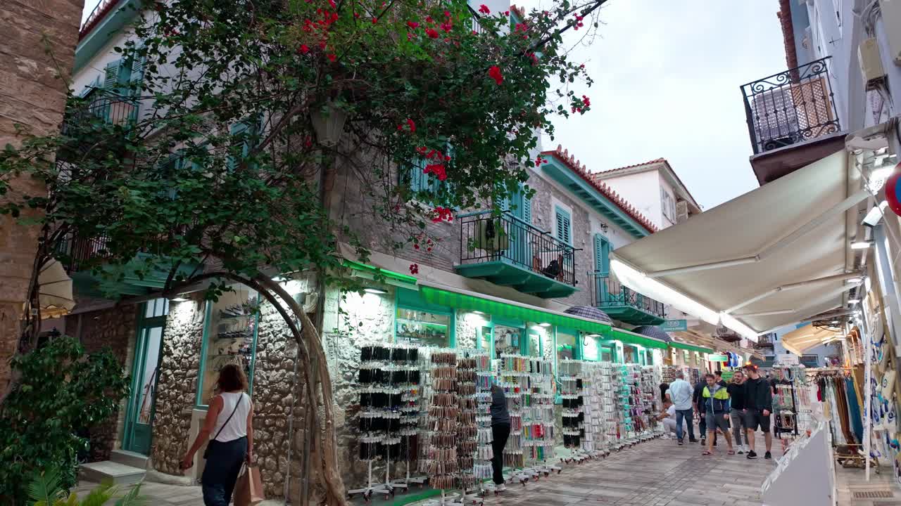 A Charming Street Scene in a Greek Island Town