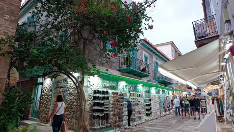 a charming street scene in a greek island town