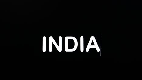 encoding the letters of india in uppercase and boldface as shown on a black background of the computer screen