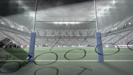 rugby stadium with a strategy paper and whistle