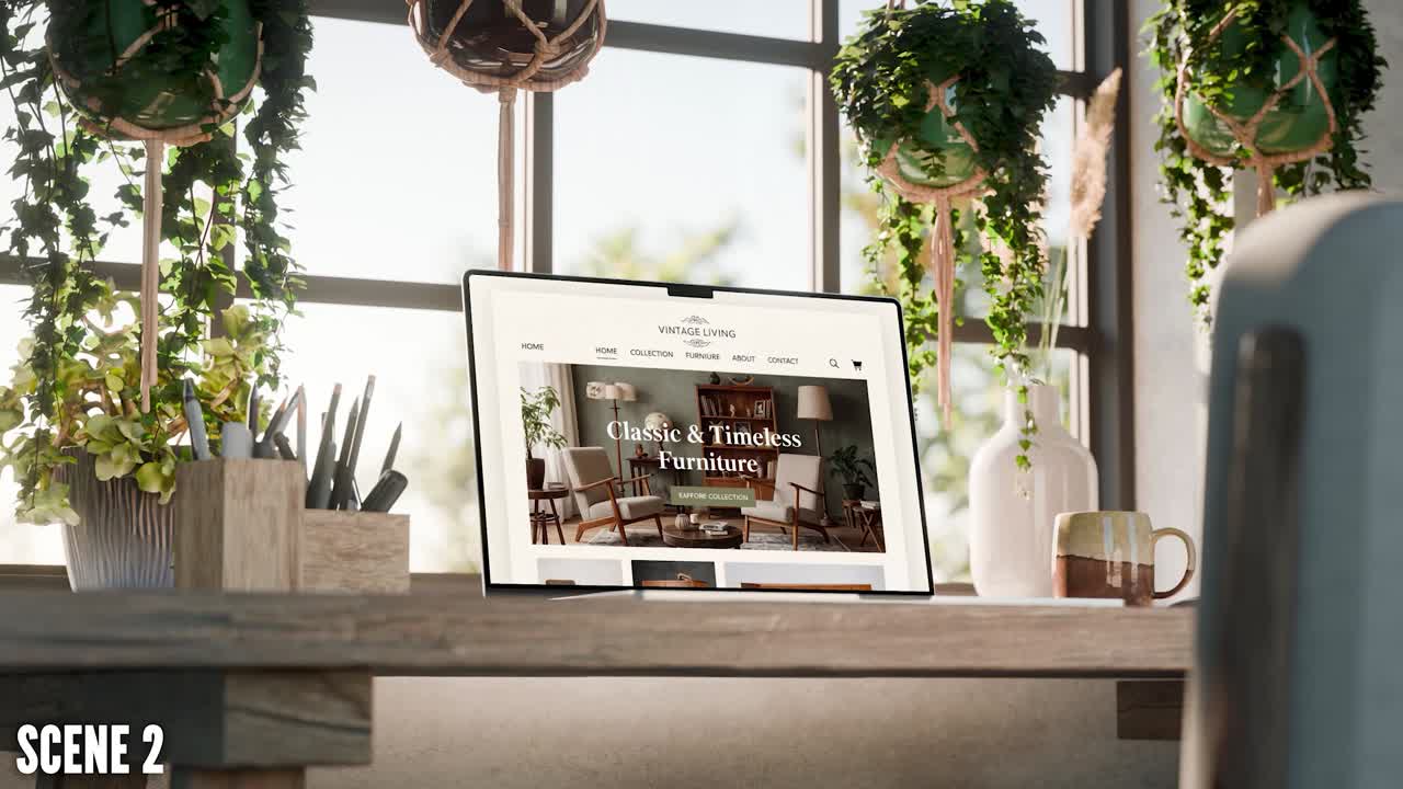Laptop Screen Mockup - Industrial Room - Day & Night 10 Scenes Set - AE Template