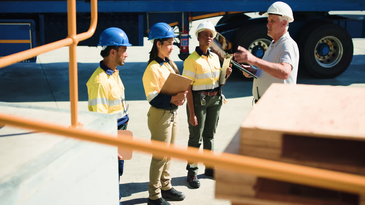 Supervisor Instructing a Team of Construction Workers