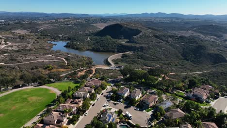 Aerial-drone-shot-of-a-breathtaking-landscape-view-of-Calavera-Hills-in-Carlsbad-California