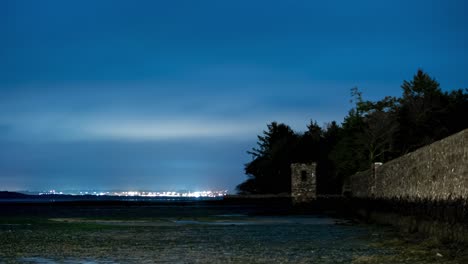 Night-timelapse,-Killala-Quay,-Mayo,-Ireland