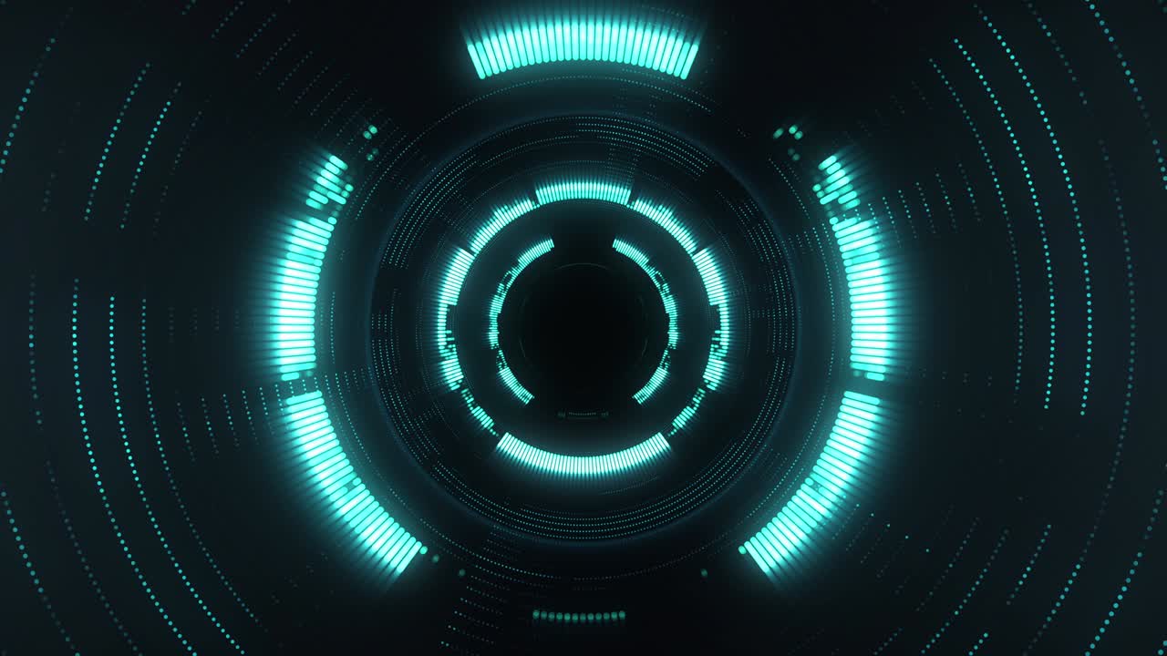 la tecnología de fondo con círculos vibrantes provienen del centro. bucle sin costuras.