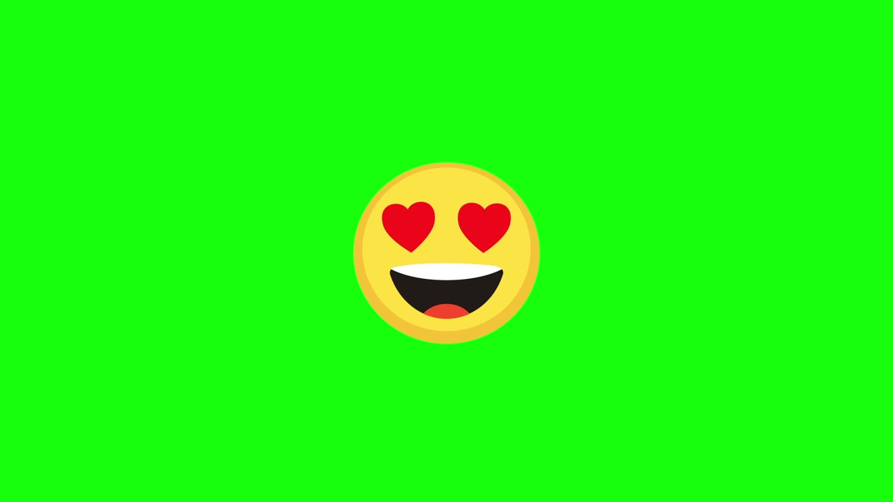 Emoji Animata con Occhi a Cuore su Schermo Verde