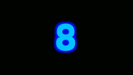 neon blue energy number eight 8 animation on black background