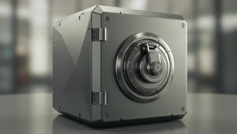 a stunning metallic safe showcasing advanced security features, highlighting its robust build and sophisticated locking mechanism with a modern design aesthetic