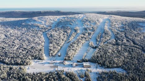 aerial view of a snowy ski resort