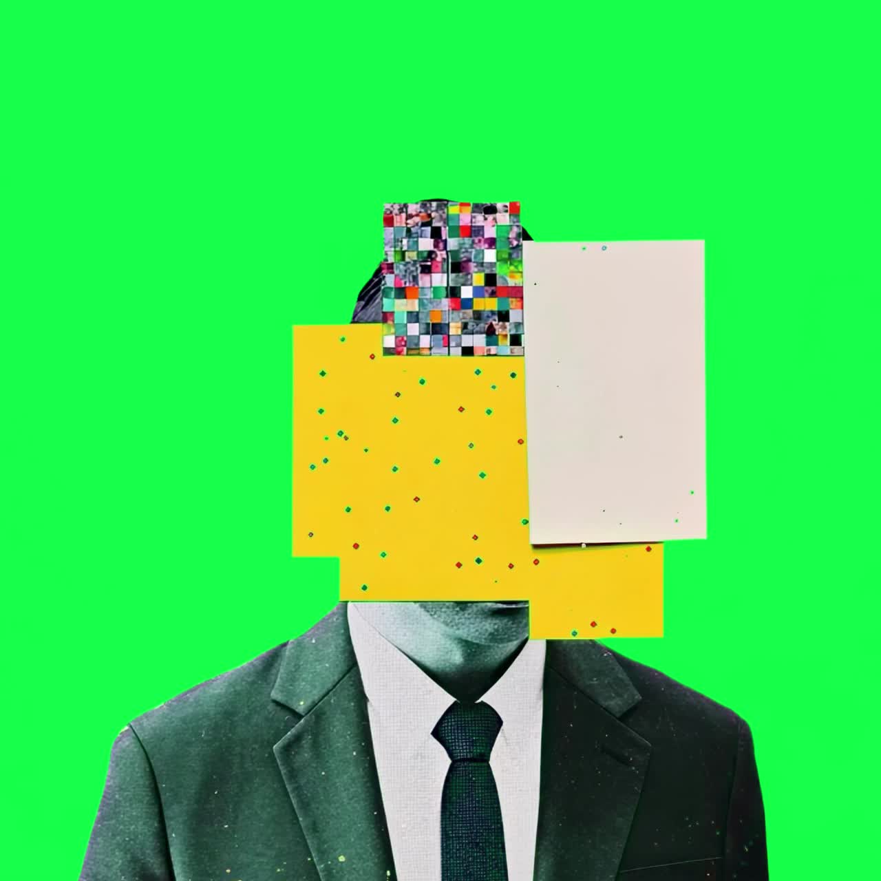 Abstract geometric digital art animation, transparent 4K video, green screen