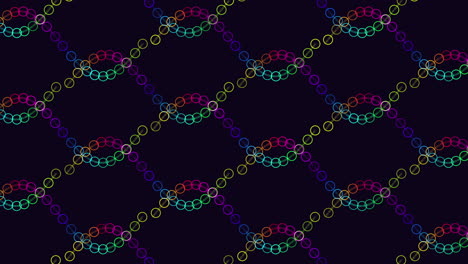 repetir el patrón de ondas futuristas con anillos de arco iris y brillos en el gradiente negro