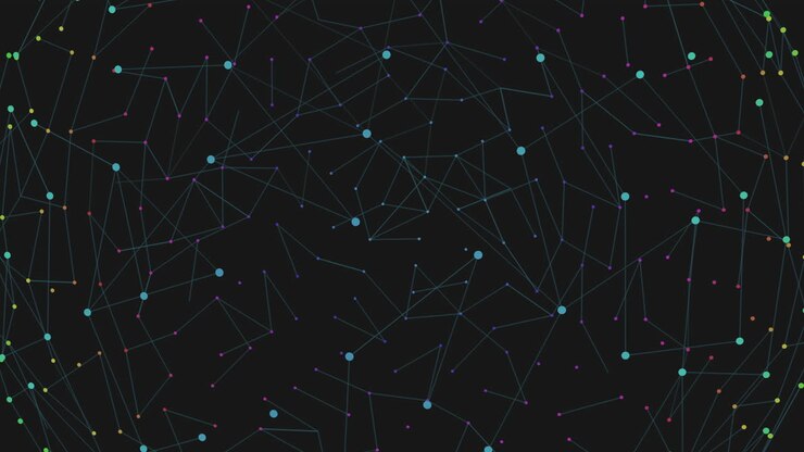 Galassia oscura illusoria con punti e linee arcobaleno al neon in un buco nero