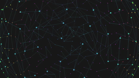 Illusion dark galaxy with neon rainbow dots and lines in dark hole