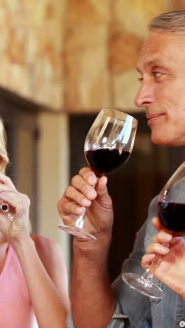 grupo sonriente brindando con sus copas de vino