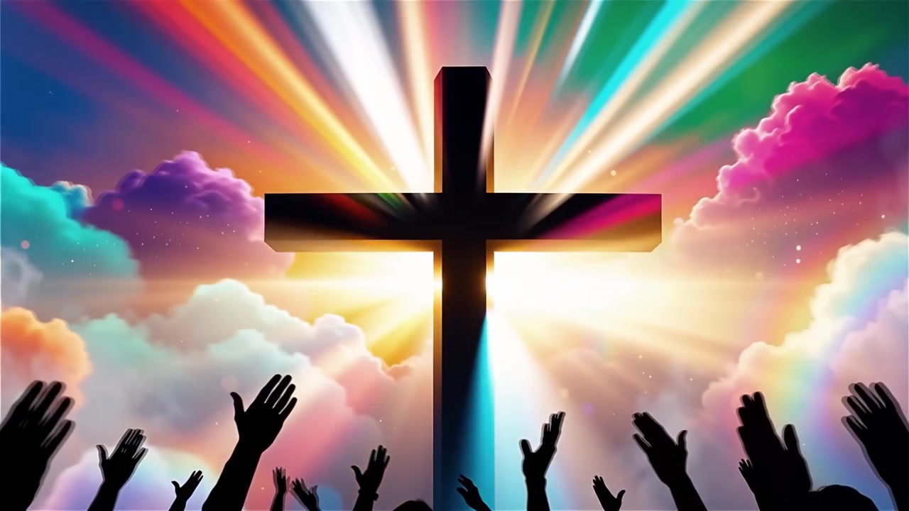 Christian Cross Heavenly Light Worship Background