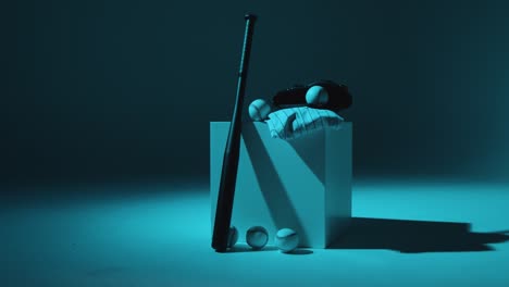 Studio-Baseball-Still-Life-With-Bat-Ball-Catchers-Mitt-And-Team-Jersey-With-Blue-Lighting-6