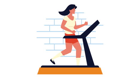 mujer practicando ejercicio en el carácter de la máquina de caminar