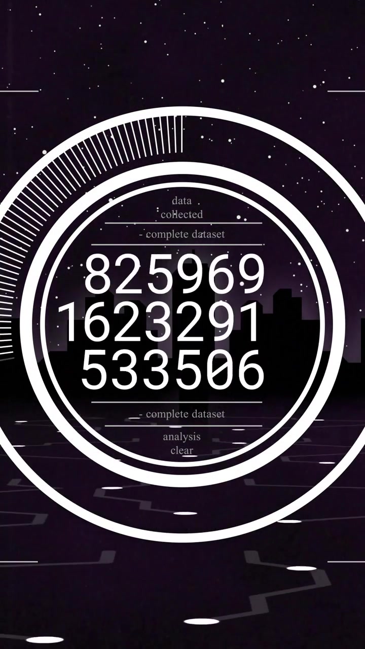 Vertical video: HUD rings starting after data pulse, rotating, numbers updating for analysis
