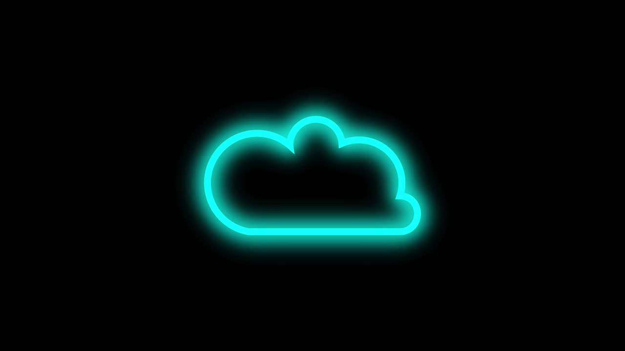 Animated Neon Cloud Icon on Black Background
