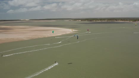 kitesurfers in the lagoon of antins, brazil