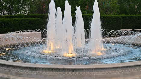 beautiful fountain water fall with lights