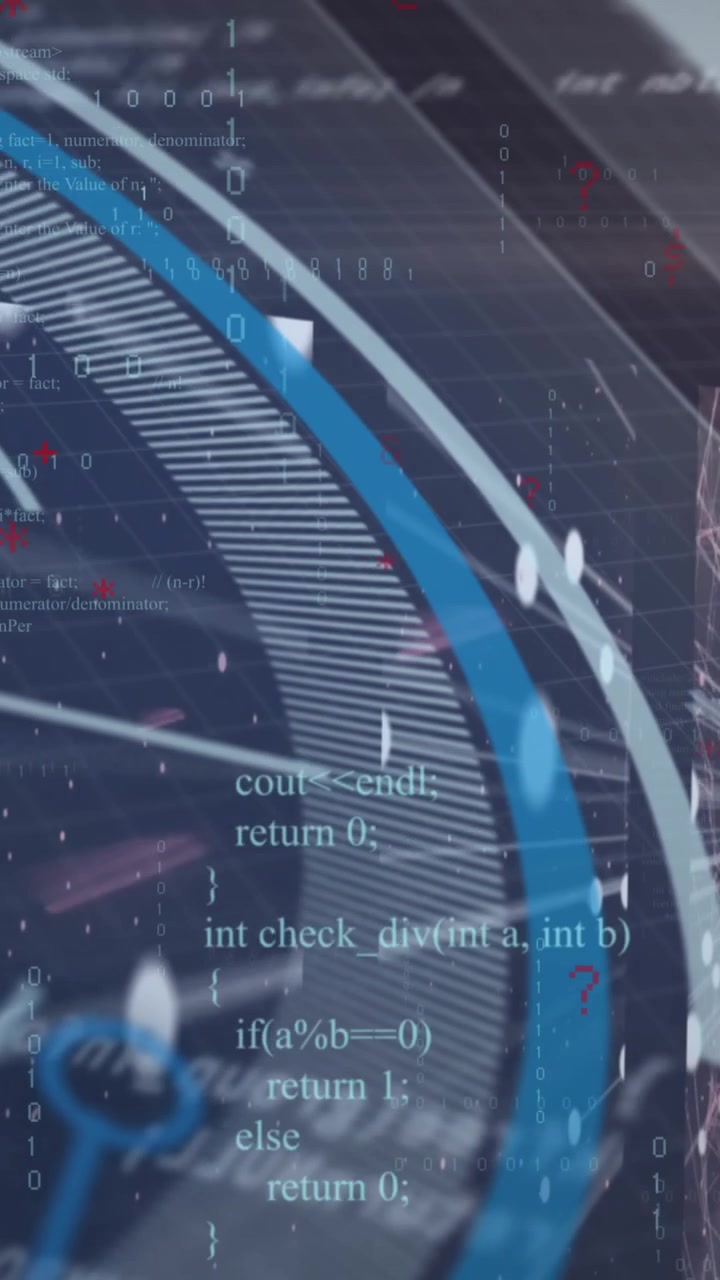 Animation of data processing over black background