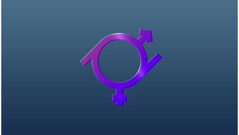 animación de un símbolo intersexual en movimiento sobre un fondo azul