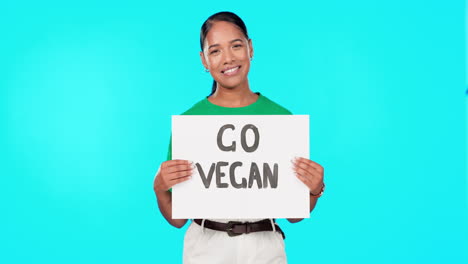 mujer joven, pasa a ser vegana póster