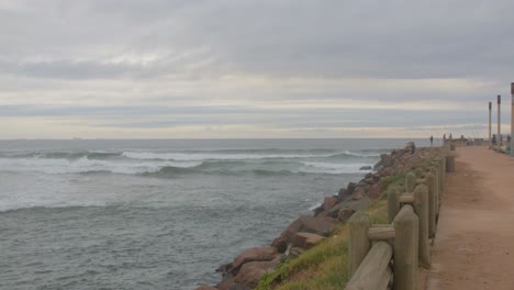 beautiful beach with  background of fisherman, durban, rsa