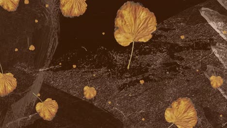 animación de hojas de otoño marrones que caen sobre un patrón marrón orgánico en movimiento