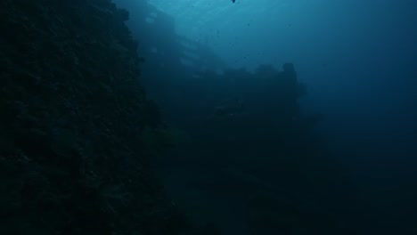 usat liberty shipwreck closeup, underwater super slow mo