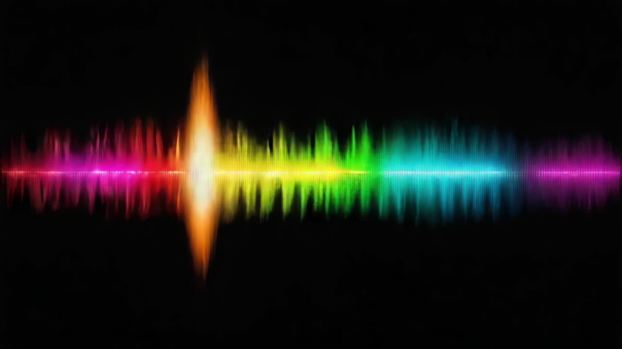 A Vibrant Visual Representation of Sound Waves Displaying an Array of Colors Against a Dark Background, Illustrating the Dynamic Nature of Audio Frequency Patterns