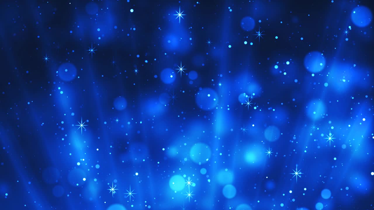 추상적인 파란색 보케와 별 축제 배경- 루프 가능