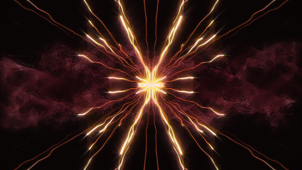 Central energy core being animated with glowing orange filaments radiating across abstract 3D space