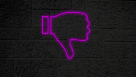 Thumbs-down-neon-sign-on-brick-wall-4k