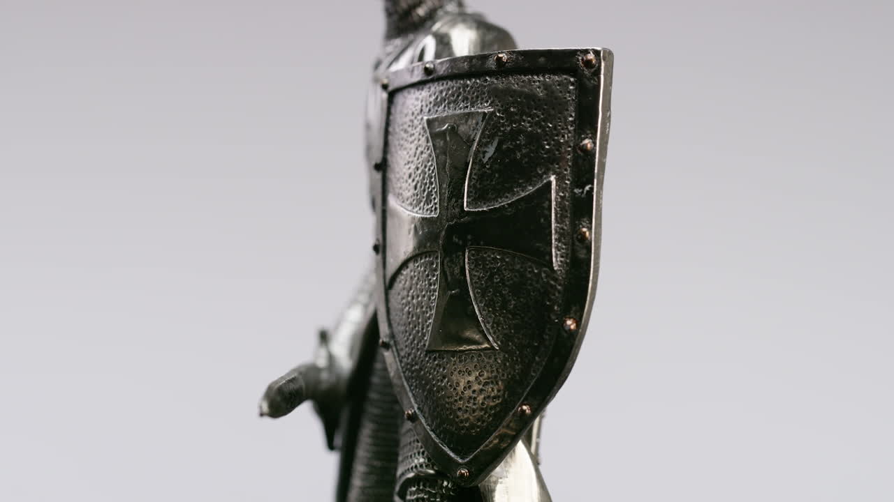 close up of medieval knight sword and shield